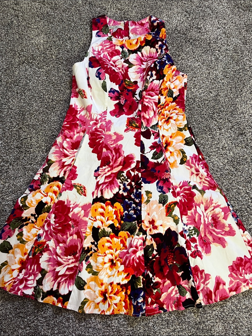 Maggy London Floral Print Sleeveless Dress Bold Vibrant Colors
